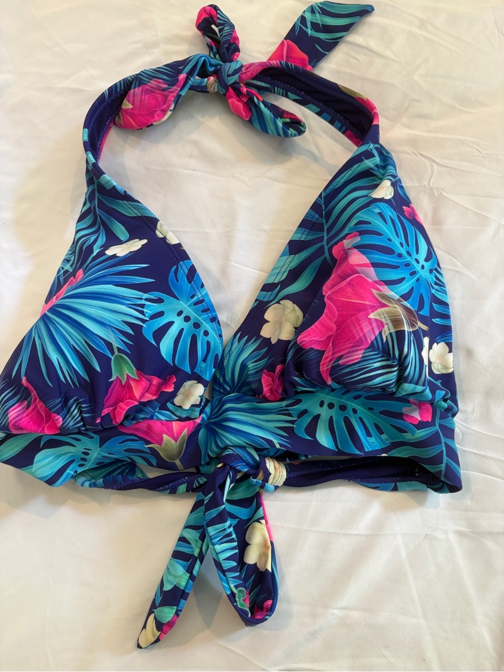 Heat vibrant blue Halter Swim Top with Teal Accents